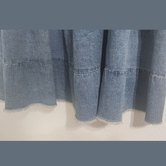 Destiny Denim Tie Waist Tiered Full Maxi Skirt Sz Large - Picture 5 of 9